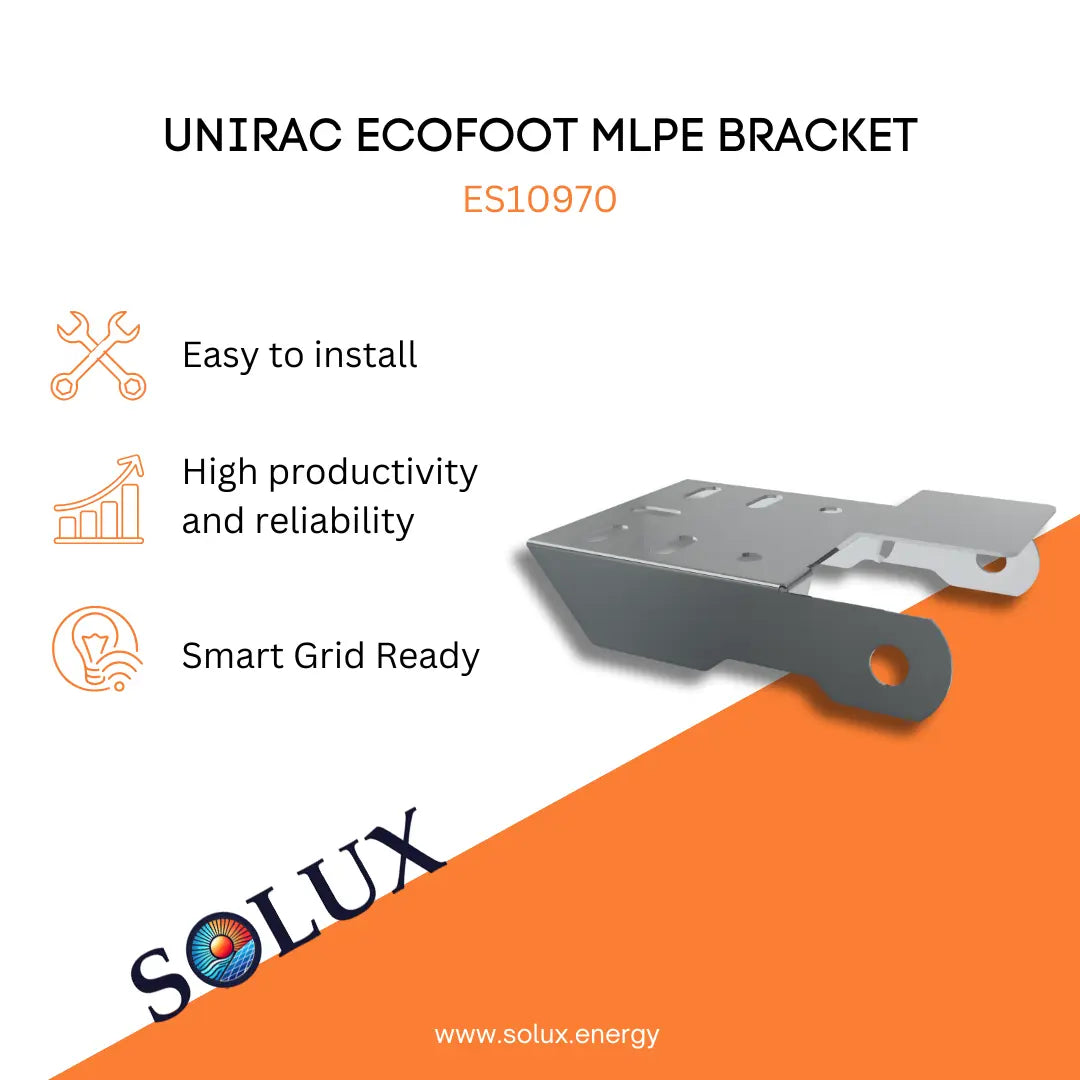 Unirac ES10970 EcoFoot MLPE Bracket for solar installations, featuring easy install and smart grid readiness.